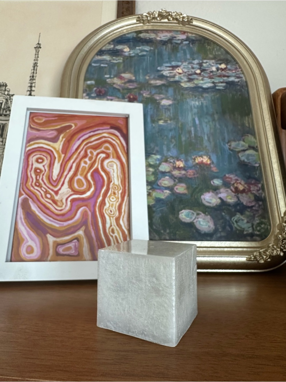 Silver Decorative Selenite Like Cube - Home Art Accent